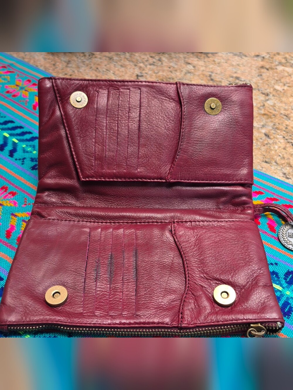 Wanderers Travel Co. "Capri" Luxe Burgundy Leather Large Wallet Clutch - Picture 3 of 8